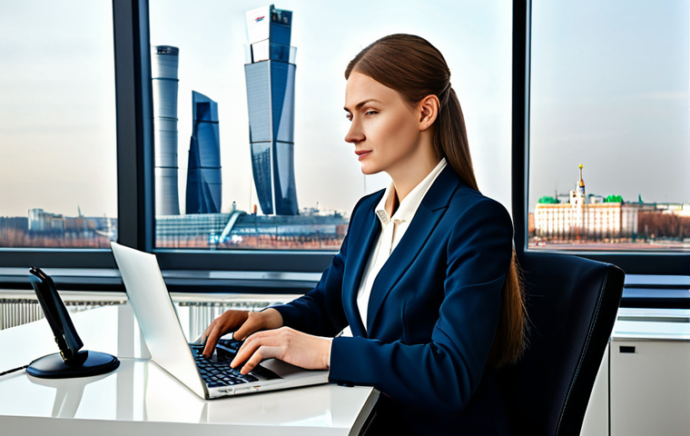 Business Professional**

"A successful businesswoman in Moscow, wearing a stylish yet modest business suit, working on a laptop at a modern office desk with the Moscow skyline in the background, fully clothed, appropriate attire, safe for work, perfect anatomy, natural proportions, professional photography, high quality, professional setting."

**